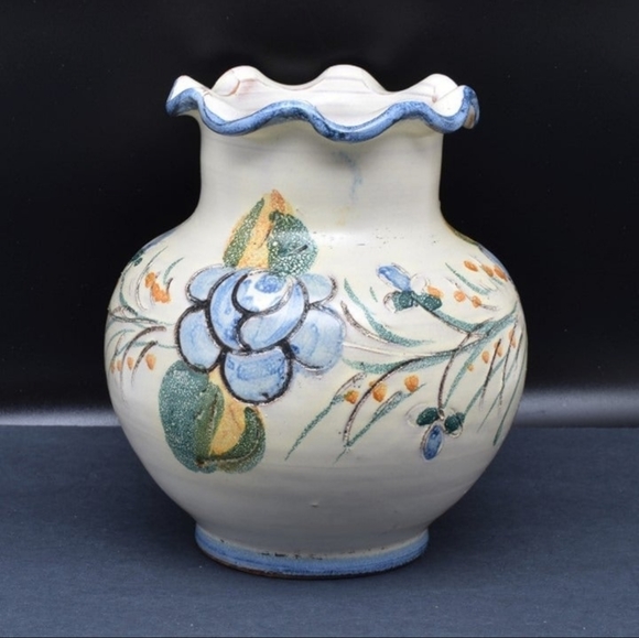 Hand Painted Floral Terracotta Vase, 5" - Picture 2 of 9